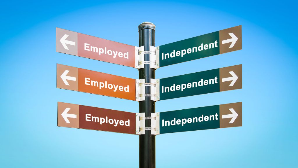 road sign marking employed vs independent choices