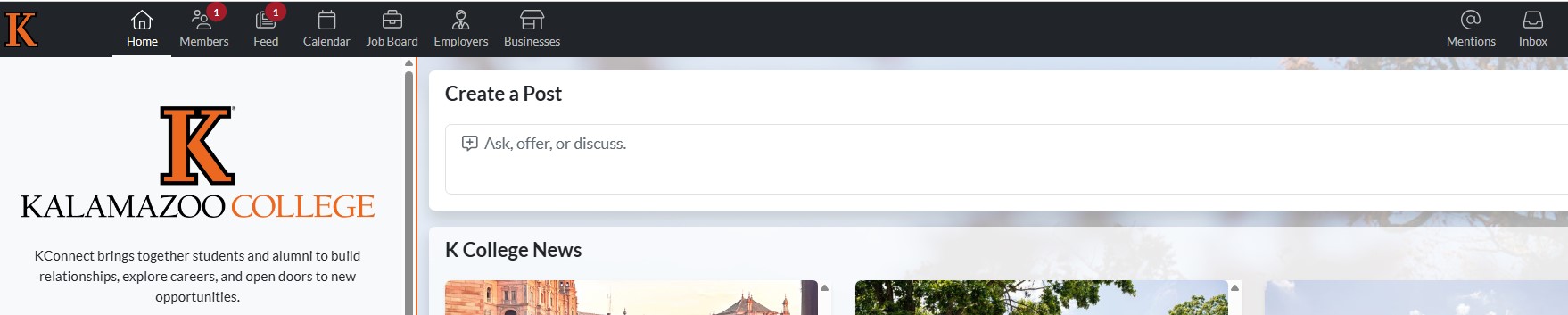 Faded picture of top banner of KConnect platform