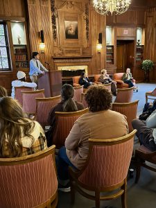 Moderator, other panelists, and student attendees listening to panelist, Christina Anderson '98.