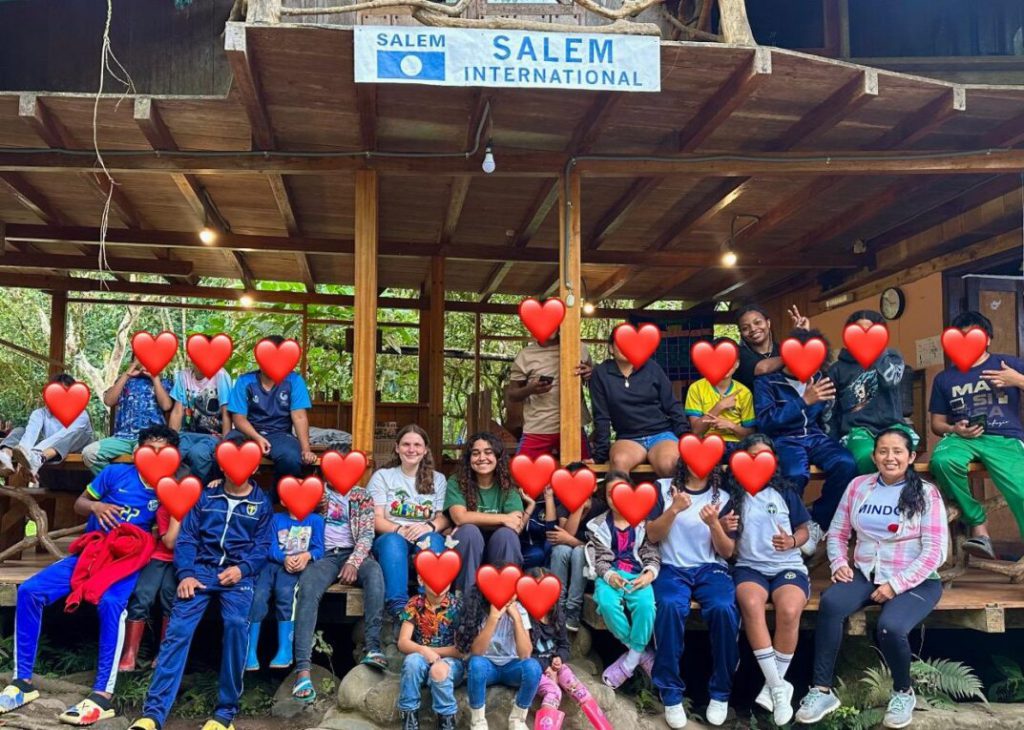 Isabel with students.