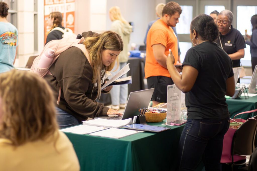 K students and recruiters at Grad Fair in April 2026