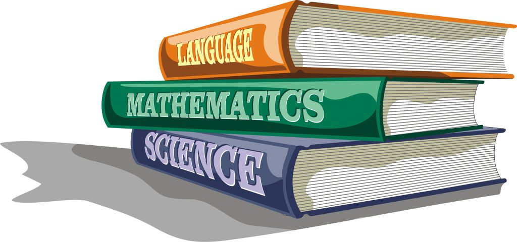 books titled language, mathematics, and science
